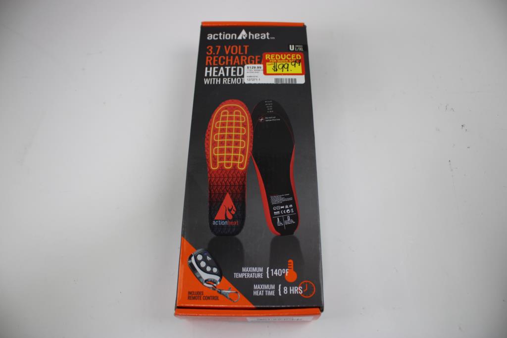 Action Heat, 3.7 Volt Rechargeable Heated Insoles With Remote Control