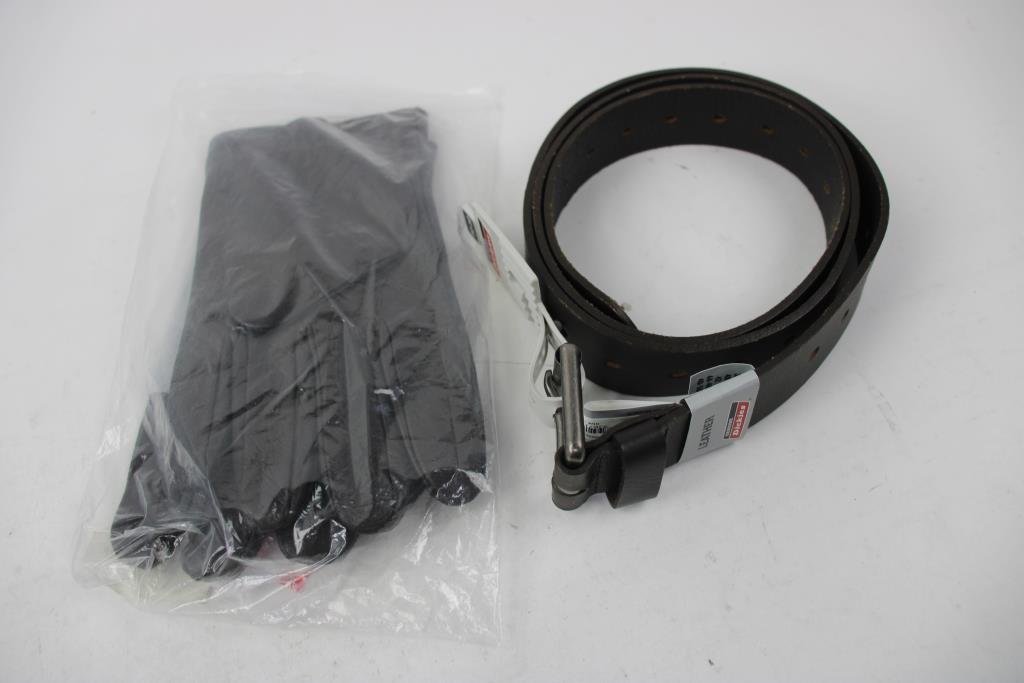 Adidas XL Shorts, With Dickies 50-52 Leather Belt, And Leather Gloves, 4 Pieces