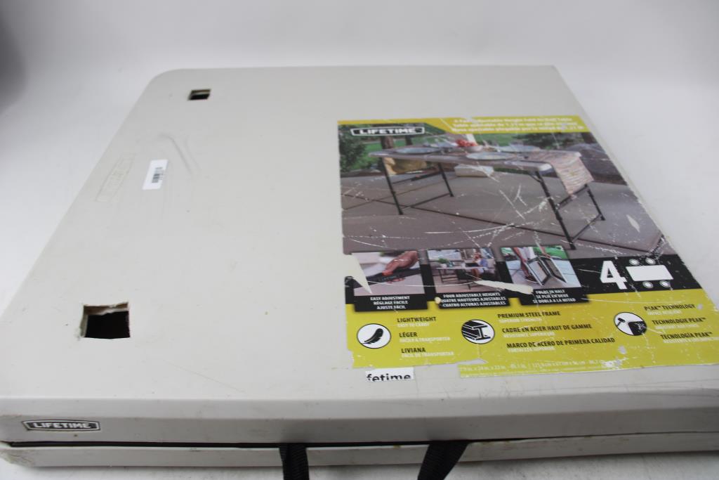 Adjustable Height 4-Foot Fold-In-Half Table