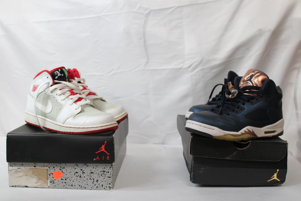 Air Jordan Retro Mid Hare 6Y Sneakers, Jordan 5 Retro Bronze 5Y Sneakers, 2 Pieces
