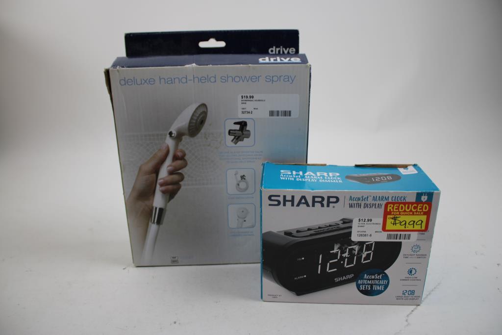 Alarm Clocks, Carbon Monoxide Alarm, Thermostat, Shower Spray, USB Charger, 6 Pieces