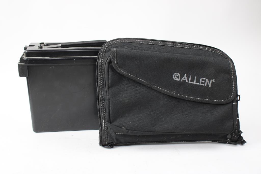 Allen Gun Case, Gun Holsters, And Ammo Box, 6 Pieces