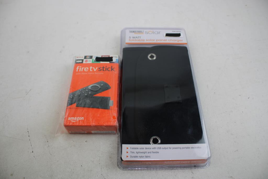 Amazon Fire TV Stick, Solar 5 Watt Foldable Solar Panel Charger, 2 Pieces