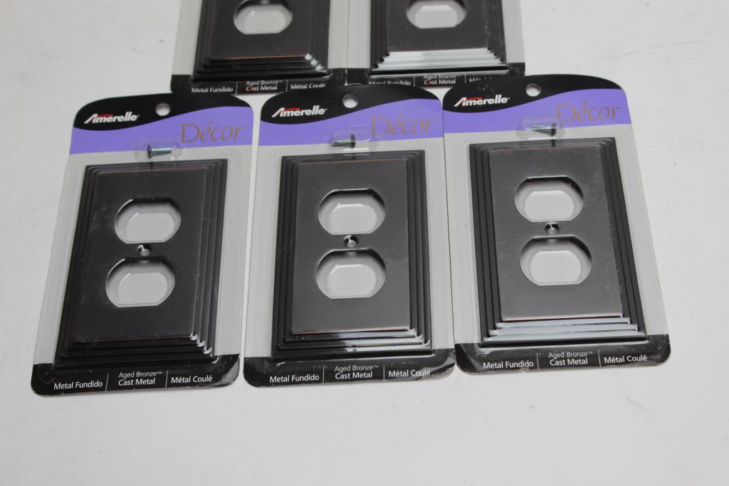 Amerelle Decor Aged Bronze Cast Metal Outlet Covers, 5 Pieces