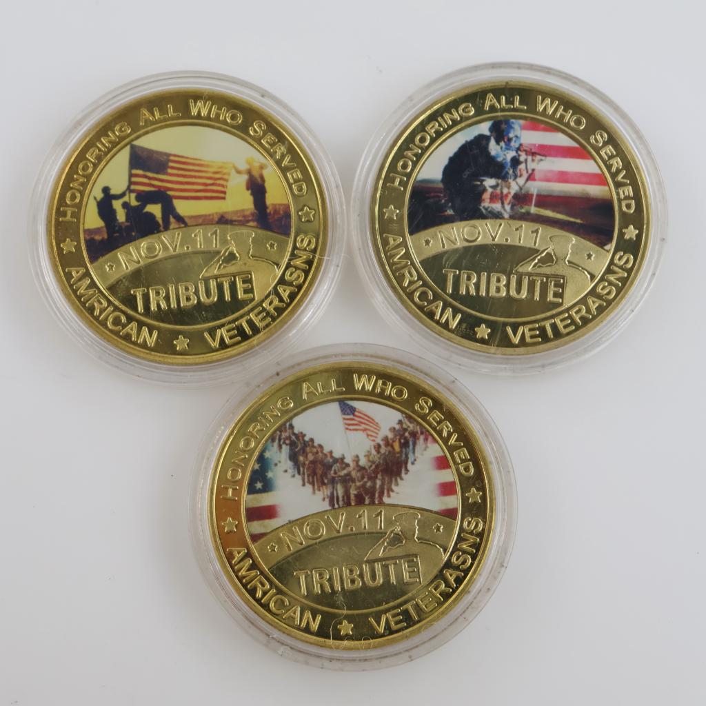 American Veterasns Day Commemorative Tokens, 3 Pieces