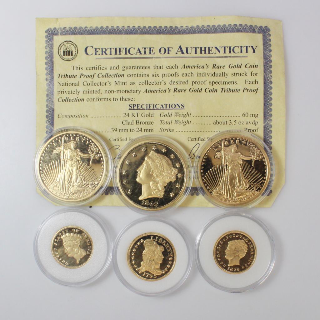 America's Rare Gold Coin Tribute Proof Collection, Comes With CoA Property Room