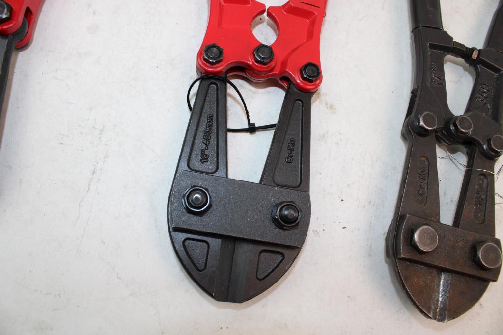 Anvil, Pittsburgh, & Hypertough Bolt Cutters; 3 Pieces Property Room