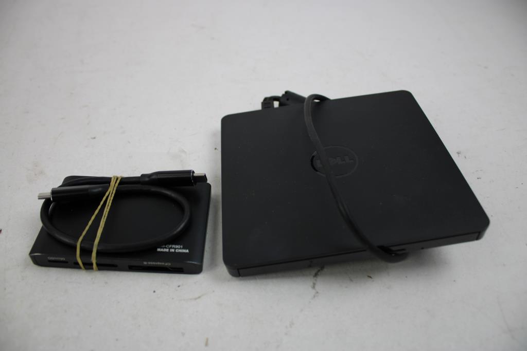 Apple Keyboard, Mousepad, Dell External USB DVD Drive, MicroSD Reader, 4 Pieces