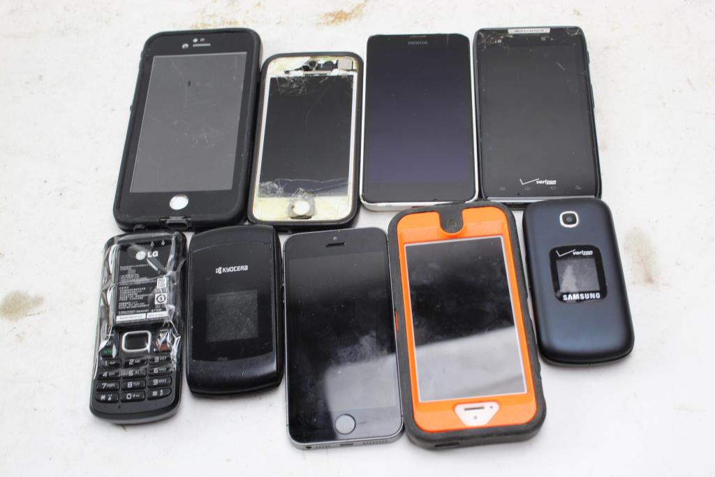 Apple, Nokia, Motorola+ More Cell Phone Lot, 9 Pieces, Sold For Parts ...