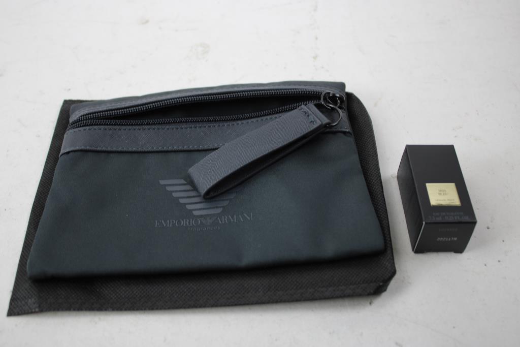 Armani Iris Bleu Eau De Toilette, 7.5ml, And Fragrance Pouch Bag