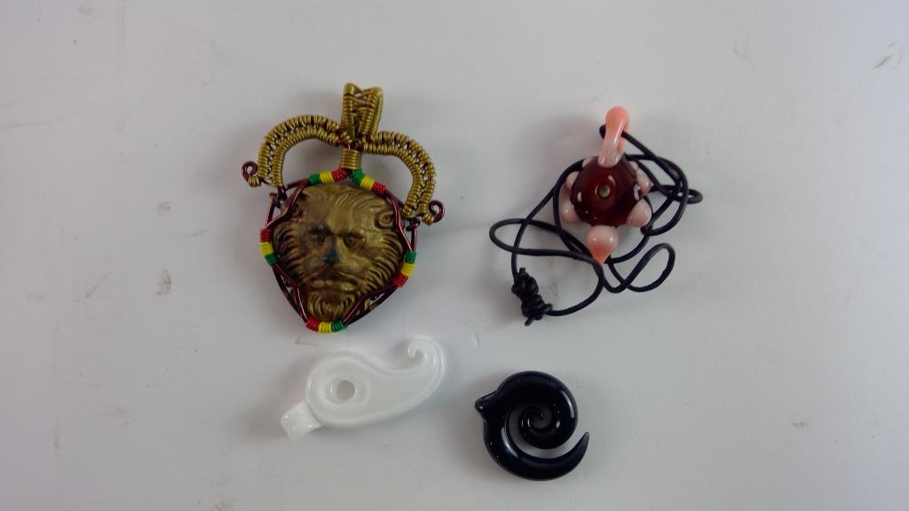 Lot De 4 Bijoux Fantaisie Artisanaux - 3 Colliers + 1 Paire De Boucles D'oreilles, Fabrication France