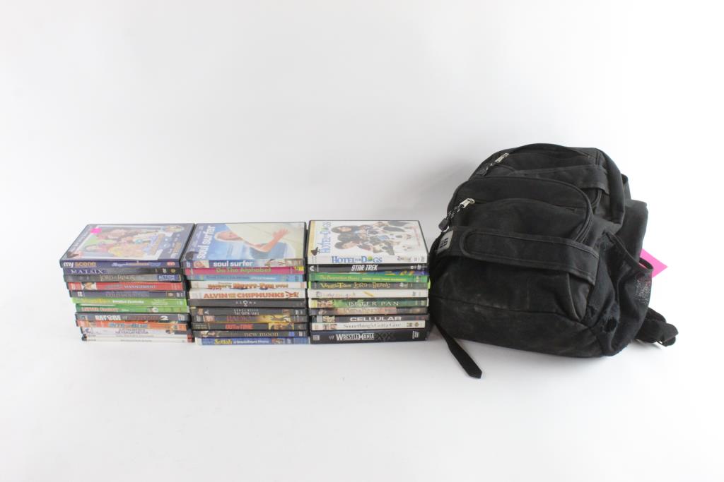 Assorted DVD Movies, 20+ Pieces In Backpack | Property Room