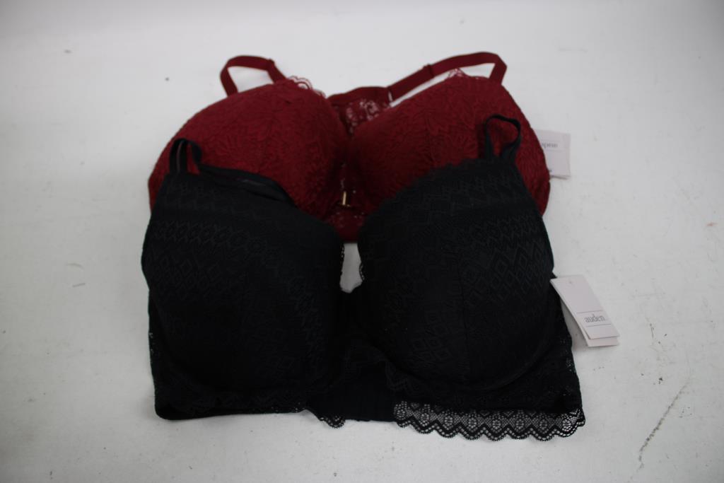 Auden Lightly Lined Bras And Push-Up Racerback Bra, 38DD, 3 Pieces