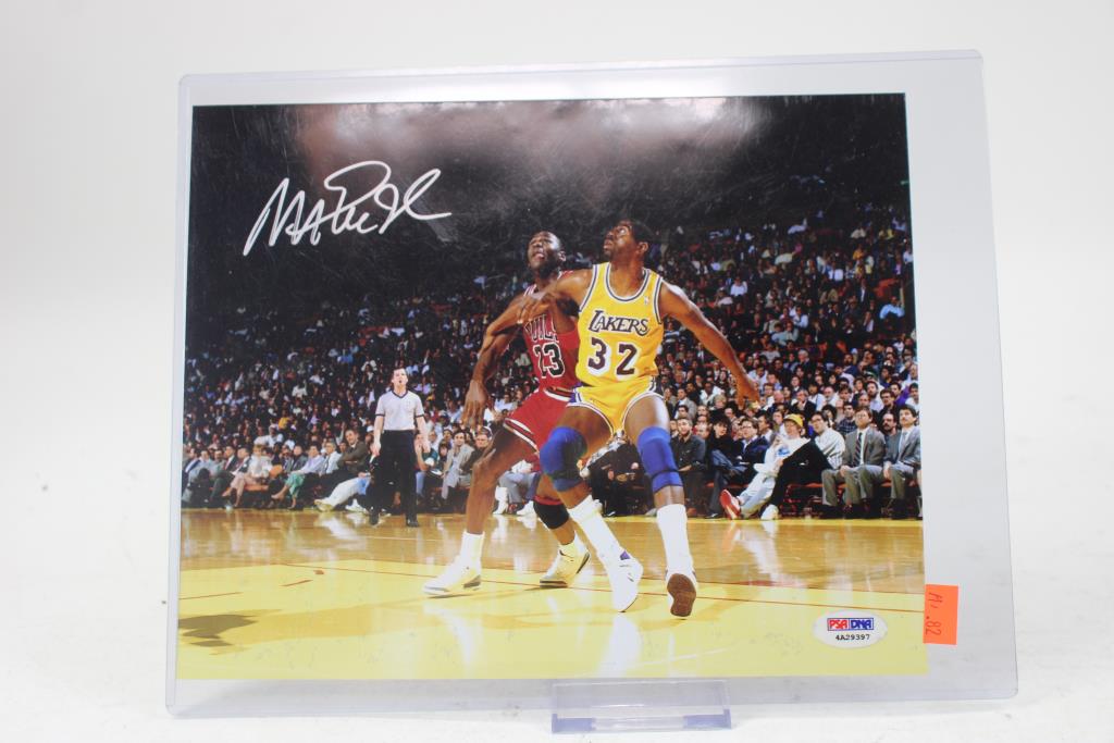 Autographed Magic Johnson 8x10 Photo Certified By PSA - Featuring Jordan