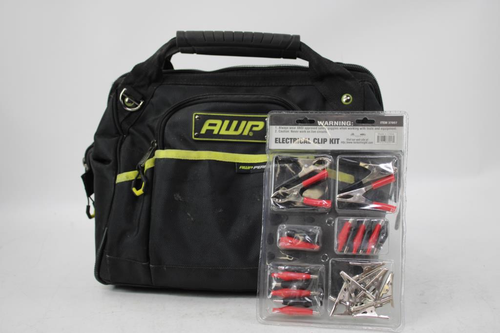 AWP 14 Inch Zippered Tool Bag With Electrical Clip Kit