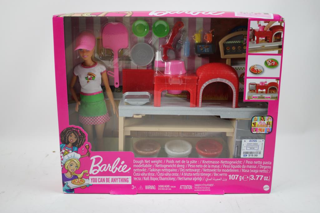 Barbie Pizza Chef Playset, Disney Princesses Ariel's Chariot, Frozen Anna Doll, 3 Pieces