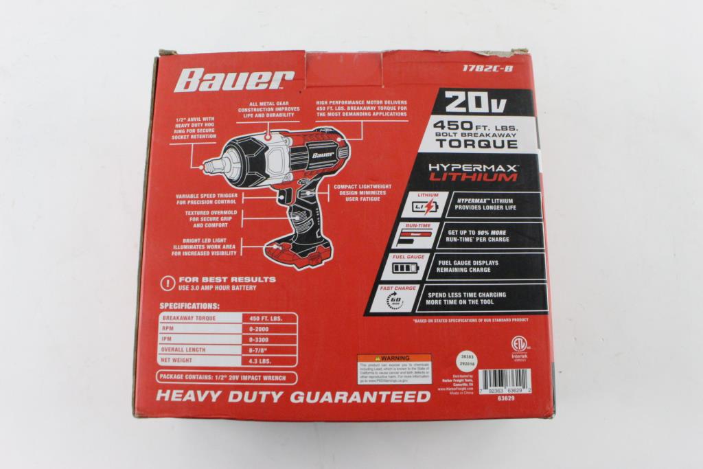 Bauer 20V Hypermax Lithium Impact Wrench Property Room