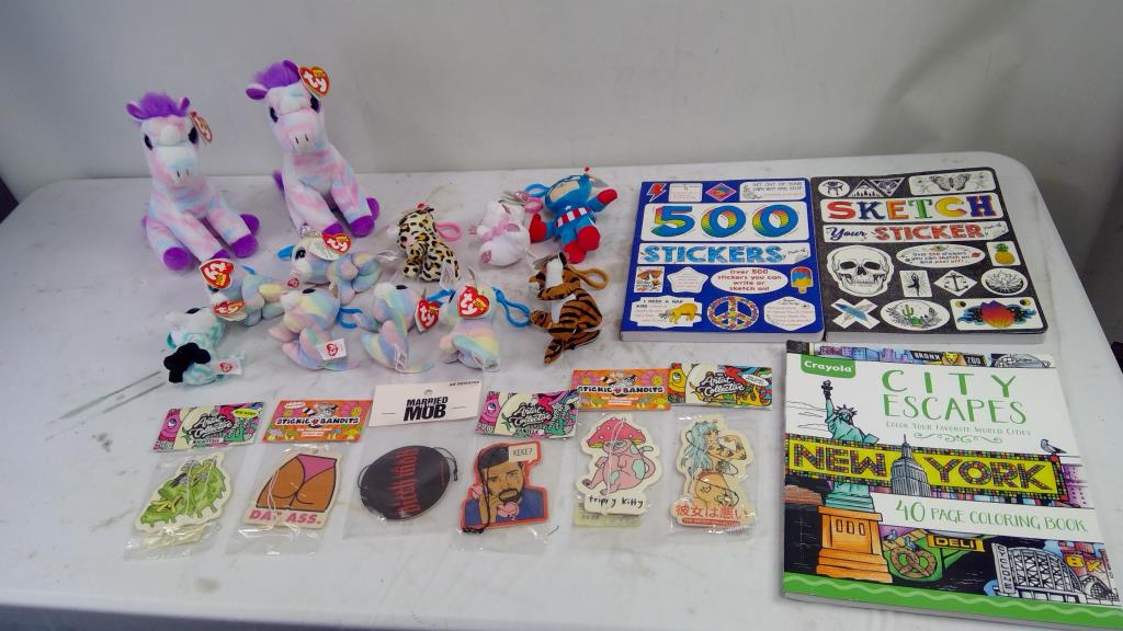 Beanie Boos, Coloring Book, Sketch-Sticker Books, Air Freshners, 21 Pieces