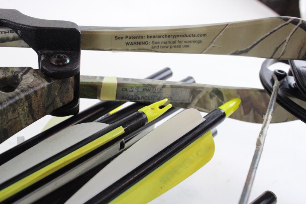 Bear Compound Bow With Arrows, 12 Pieces Property Room
