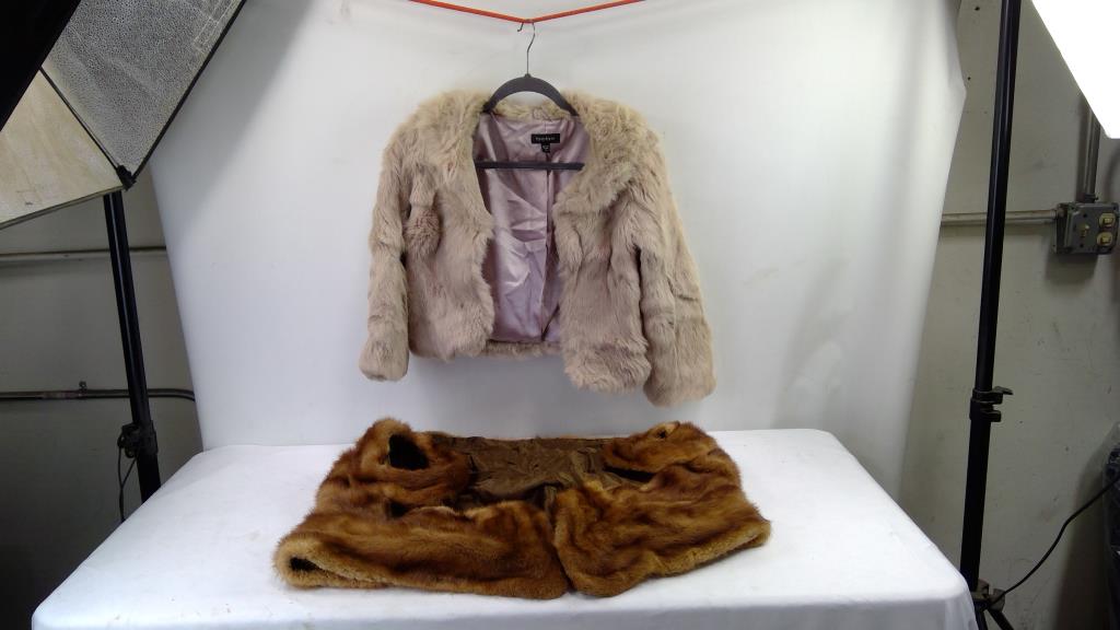 Bebe XS Fur Jacket, One-Size Fur Vest, 2 Pieces