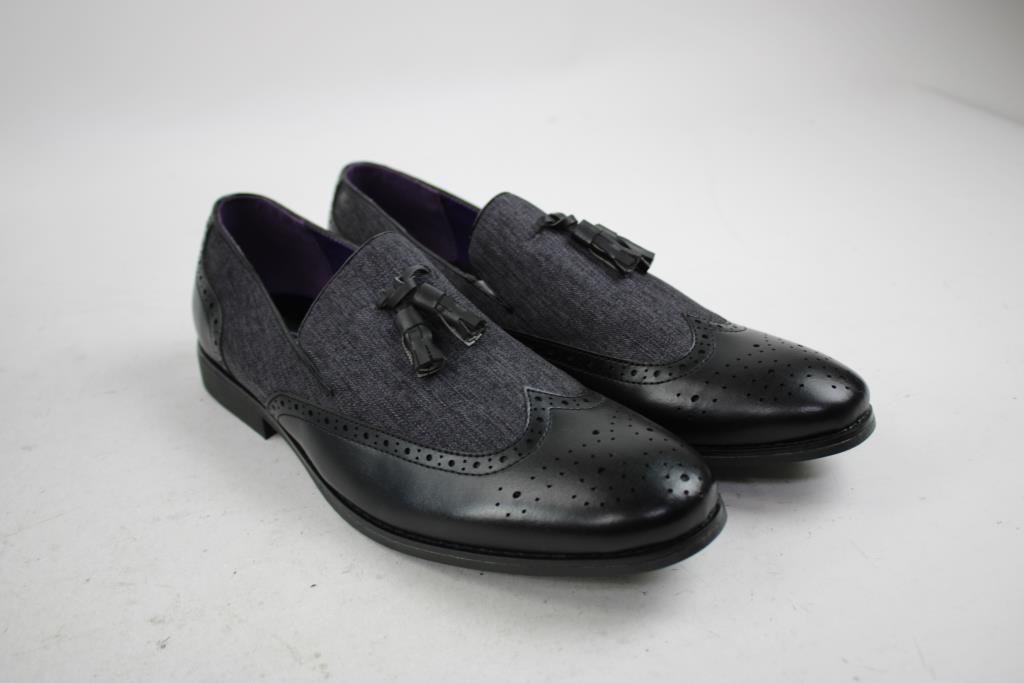 Belide Men's Formal Dress Shoes, Black/Gray, Size 10