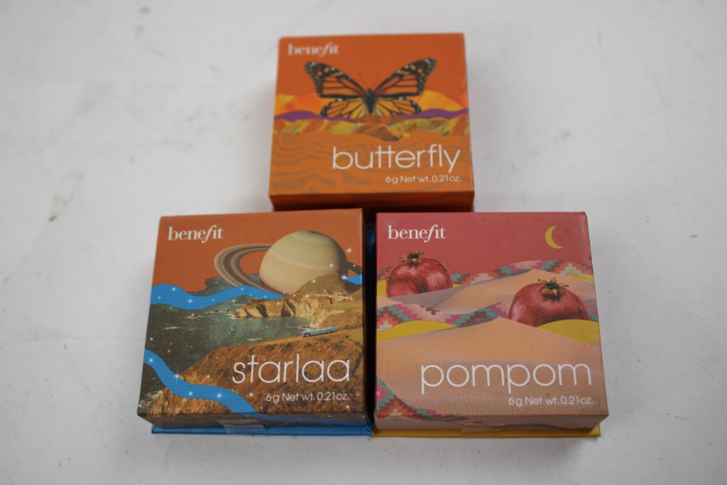 Benefit Butterfly, Starlaa, Pompom Mini Blushes, 3 Pieces