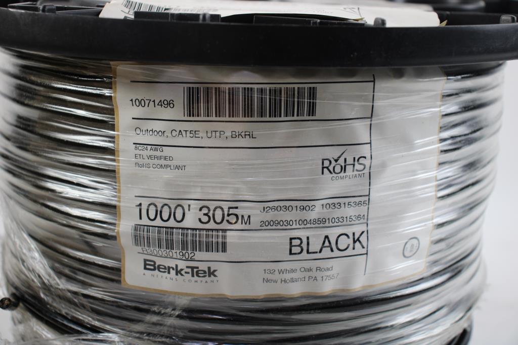 Berktek Black Plenum Cable Property Room