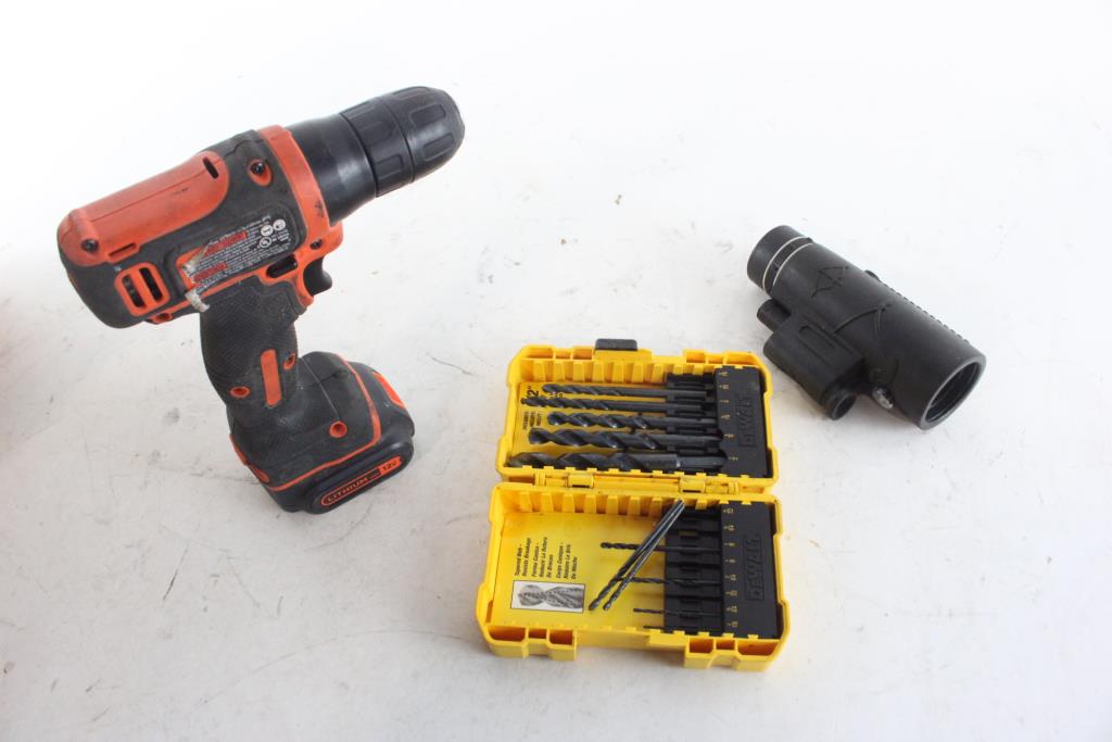 Black And Decker Drill With Dewalt Drill Bit And More 3 Pieces