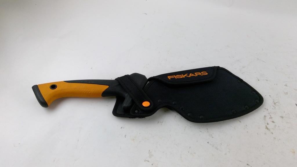 Black And Orange Fiskars Clearing Hatchet With Sheath
