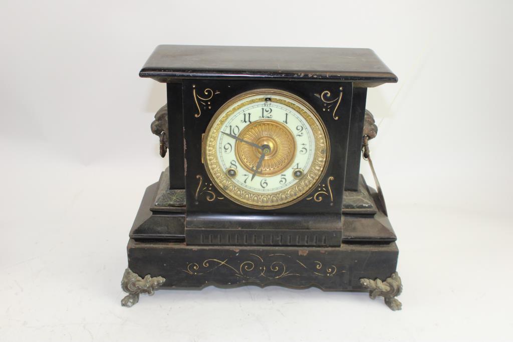 Black Antique Small Metal Clock Property Room