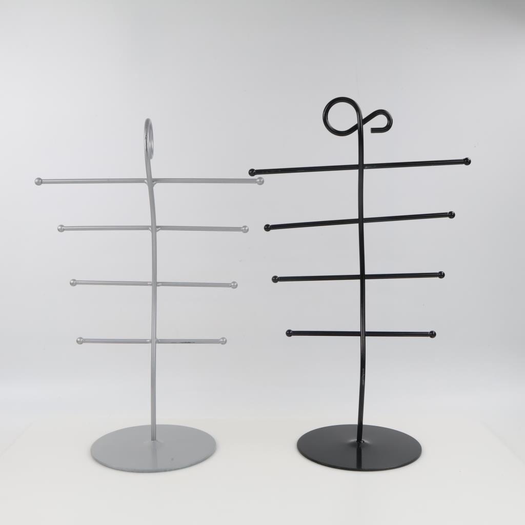 Black & Grey Metal Jewelry Display Trees, 2 Pieces