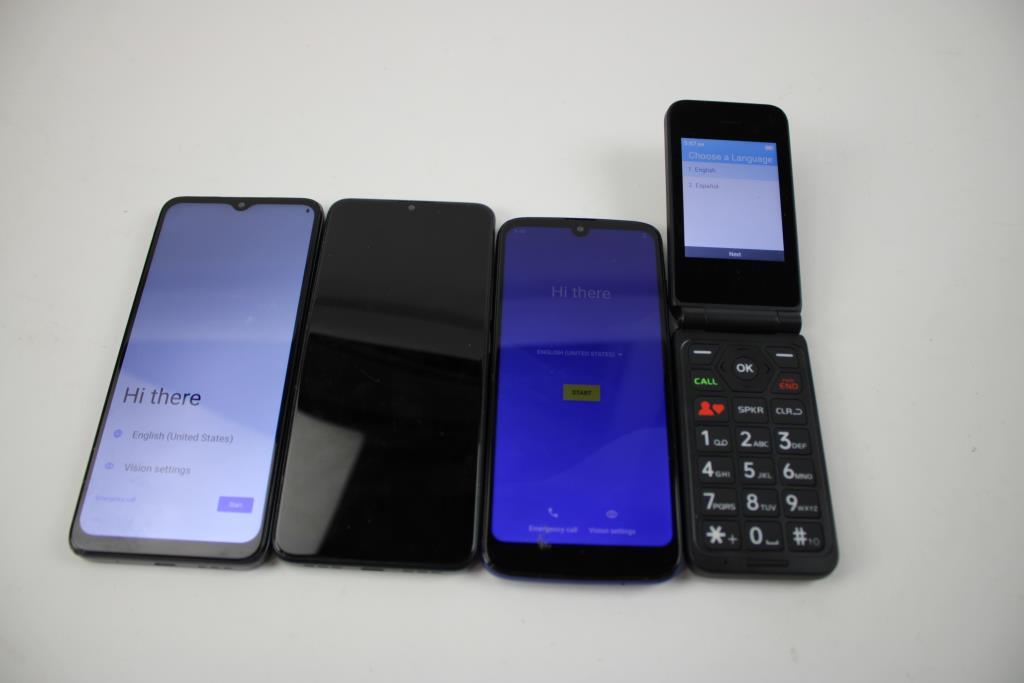 BLU, TCL, Moxee, Iris Cell Phone Lot, 4 Pieces, Sold For Parts