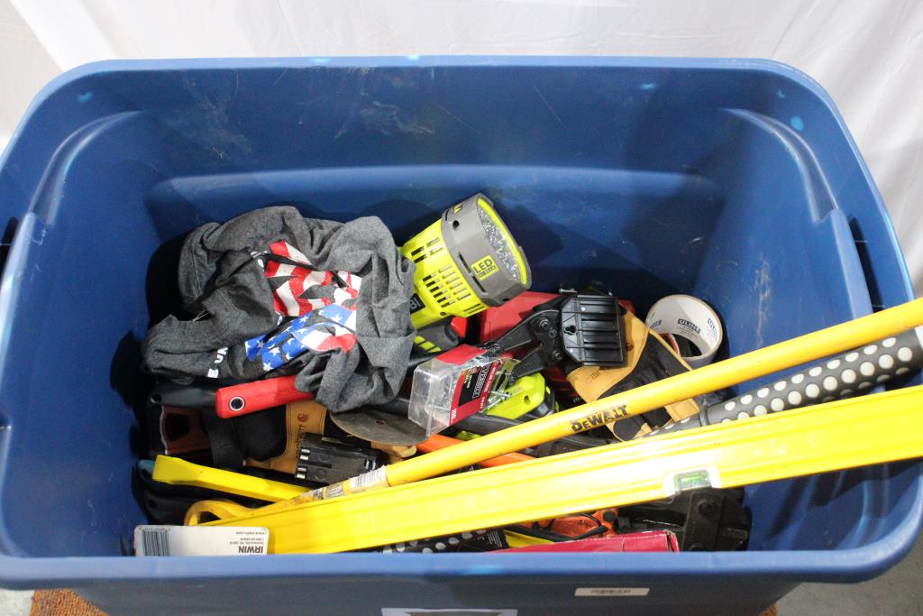 Blue Tub With Misc Tools, 5+ Pieces Property Room