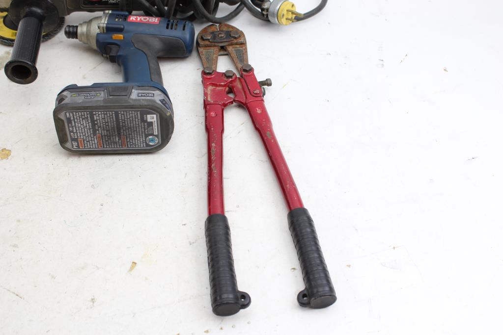 Bolt Cutter, Ryobi Impact Driver, Porter Cable Angle Grinder 3 Items