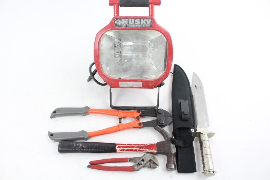 Bolt Cutters, Spotlight, Sander, Hammer, And More, 5+ Pieces Property