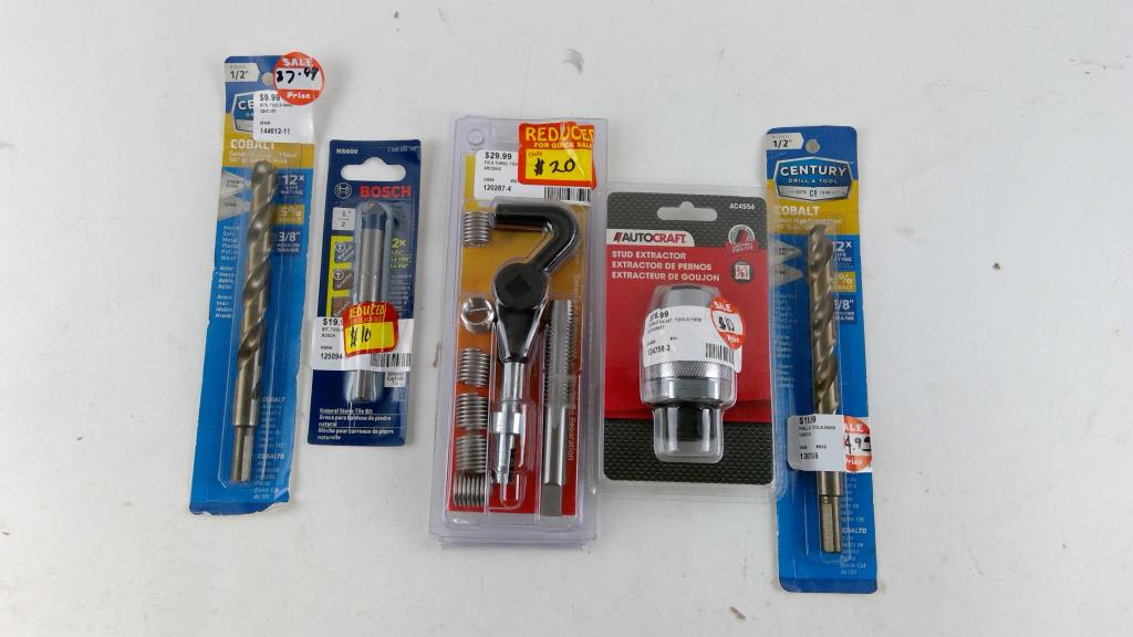 Bosch Stone Tile Bit, Century Cobalt High Speed Steel Quick Cut Point, And More, 5 Pieces