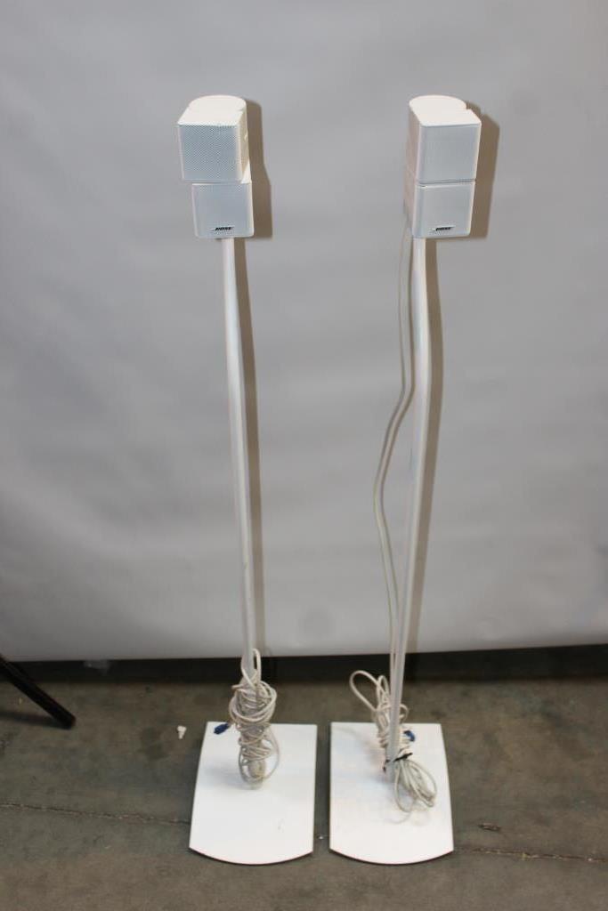 Bose Double Cube Speakers With Bose Official Stands 2 Items Property Room