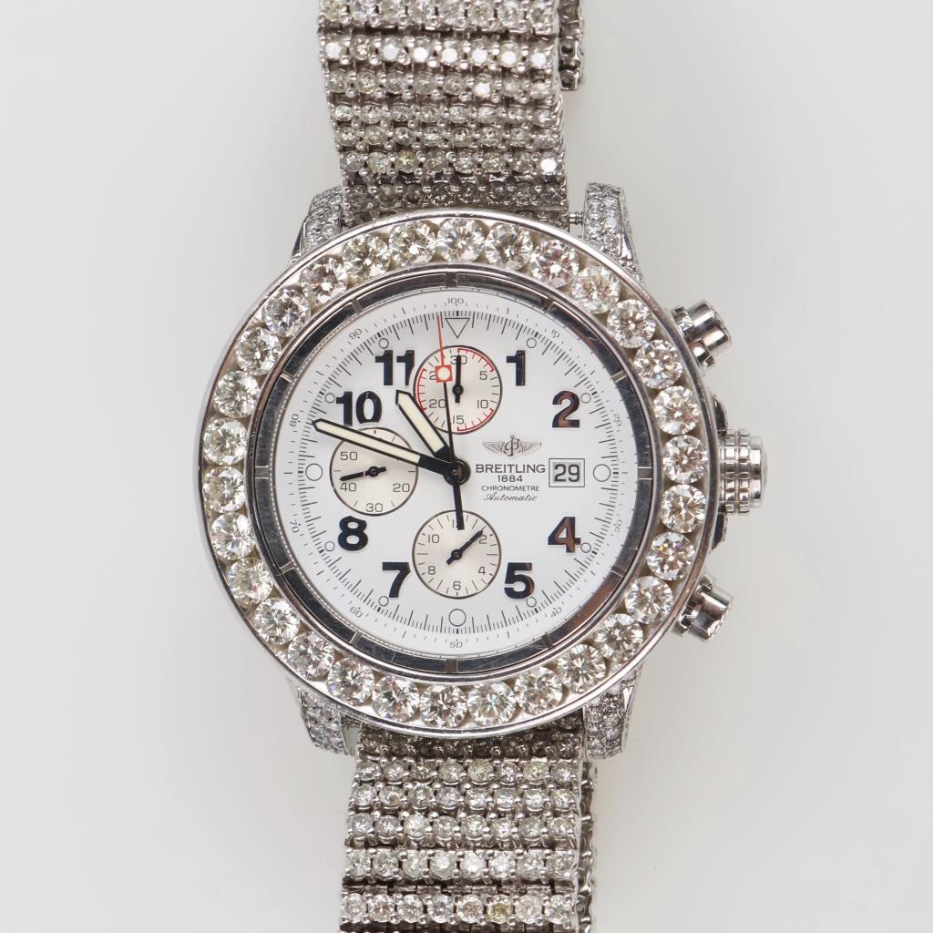 Breitling Super Avenger 38.09cts TW Diamond Watch-Evaluated By Our Certified Gemologist-AGS/GIA