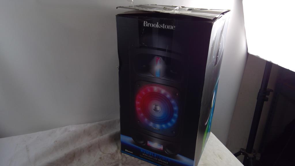 Brookstone Rumble Tower Wireless LED Speaker, BSSK9062BK Property Room