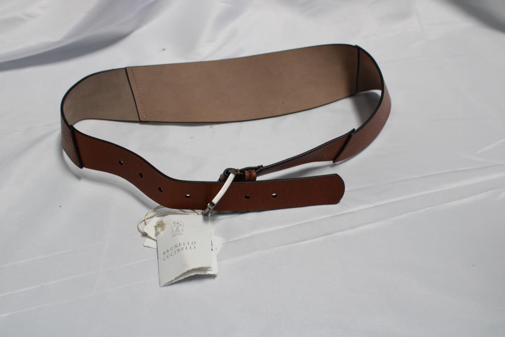 Brunello Cucinelli Leather Belt, Size 55D