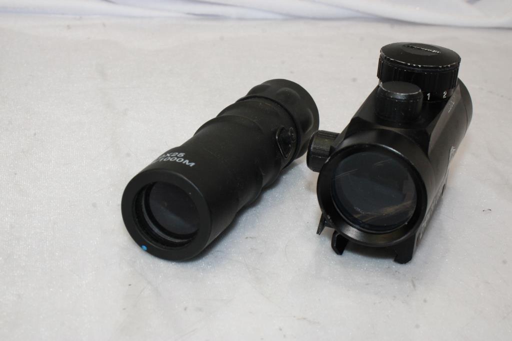 BSA Red Dot RD30 Scope And Tasco 10x25 Essentials Monocular, 2 Pieces