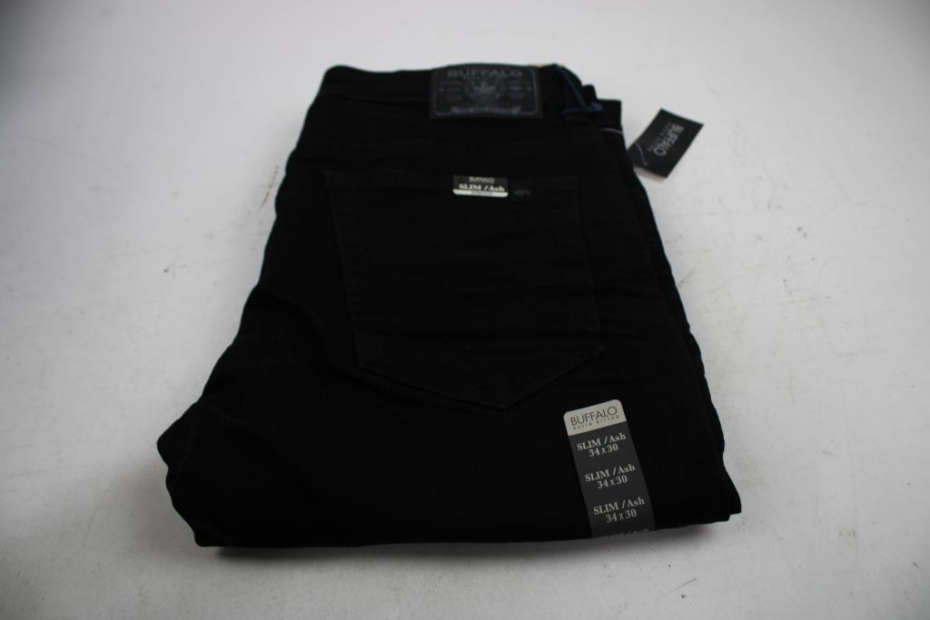 Buffalo David Bitton Slim/Ash Stretch Jeans, Black, W34xL30