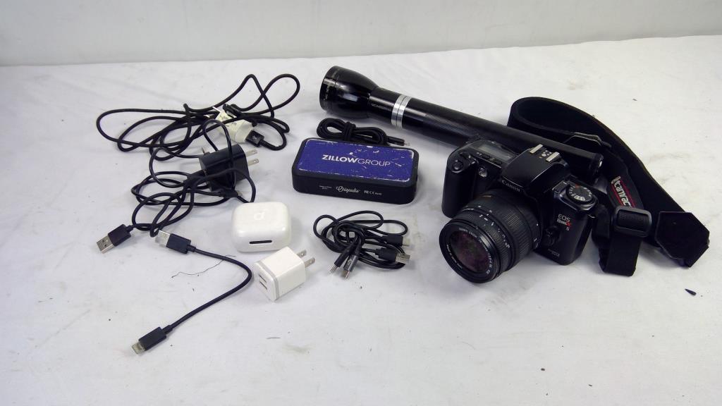 Bulk Lot Flhaslight, Canon EOS Rebel X, Speaker And More