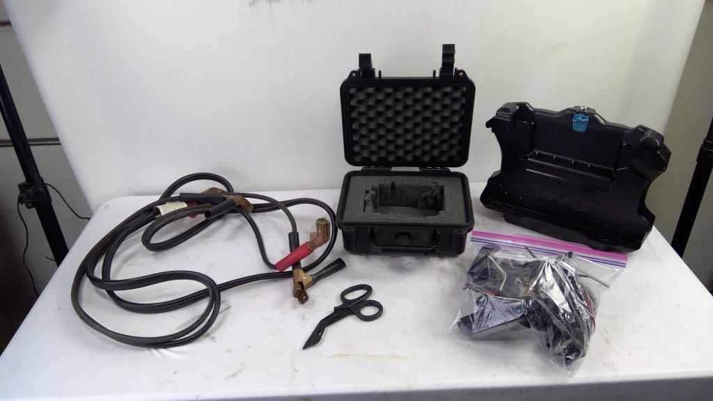 Bulk Lot Pelican Case, Jumper Cables, Medical Shears, Car Side Lights