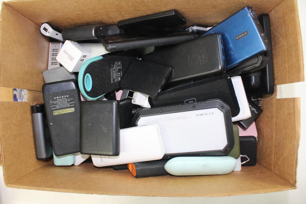 Bulk Lot Portable Chargers , USB Wall Chargers And 30 Plus Pieces