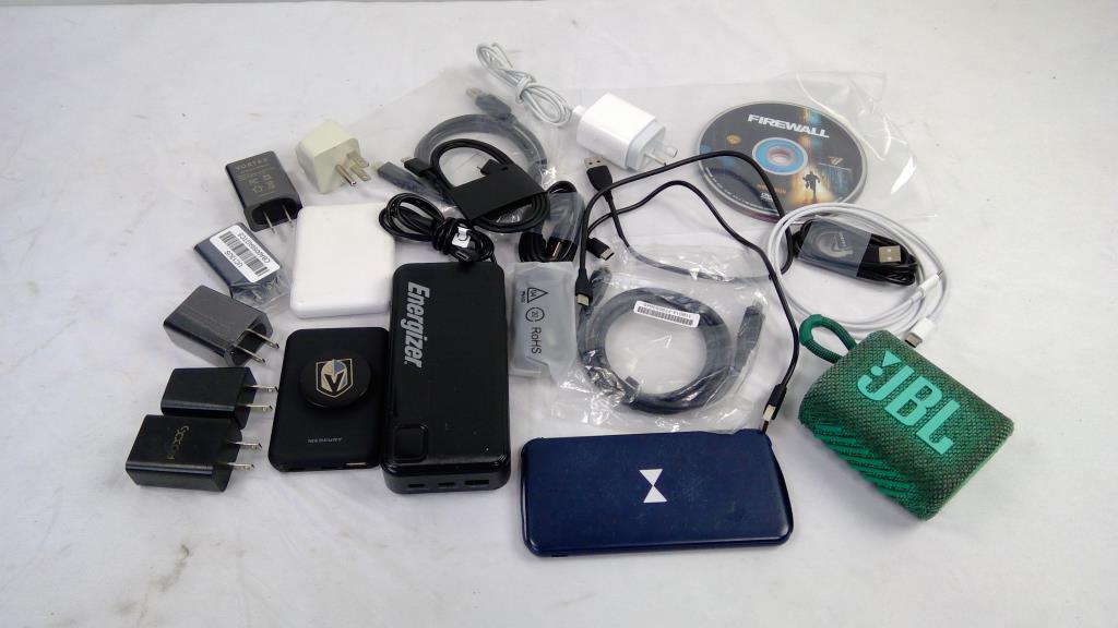 Bulk Lot Powerbank, Jbl Speaker, Cables Adapters, And More