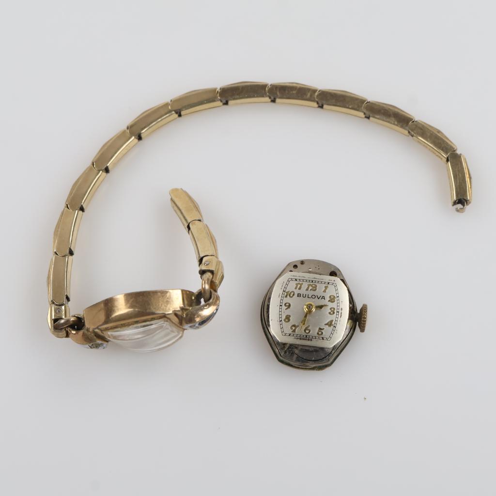 Bulova 10kt RGP Case Diamond  Watch