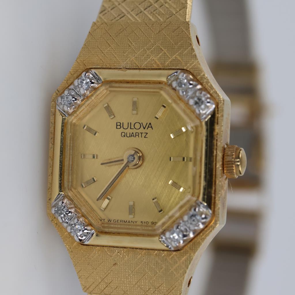 Bulova 14kt GP Diamond Watch