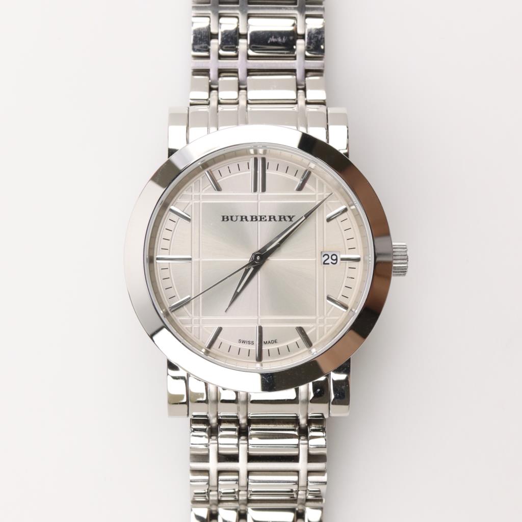Burberry Heritage Check White Dial Silver Steel Strap Watch for Women - BU1853