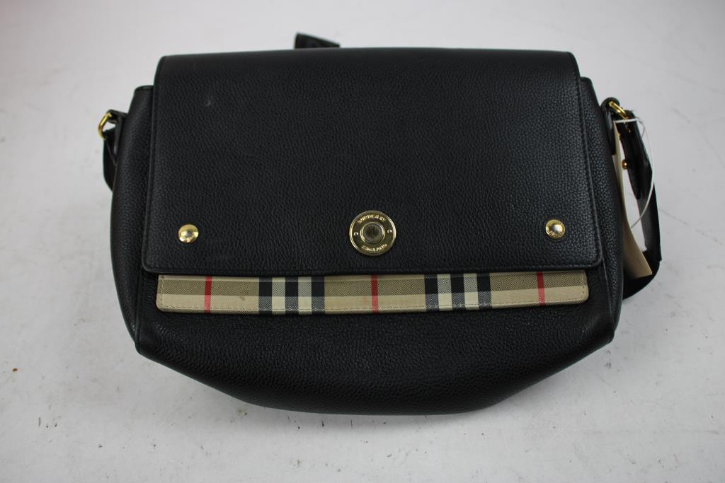 Burberry Note Bag Black/Checker Print Crossbody - Doublechecked By Entrupy
